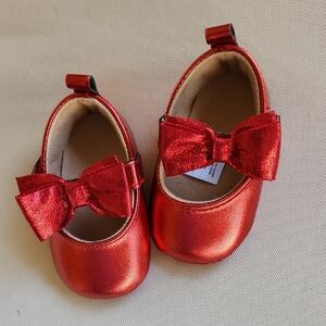 Size 0 Red Bow Mary Jane Baby Shoes